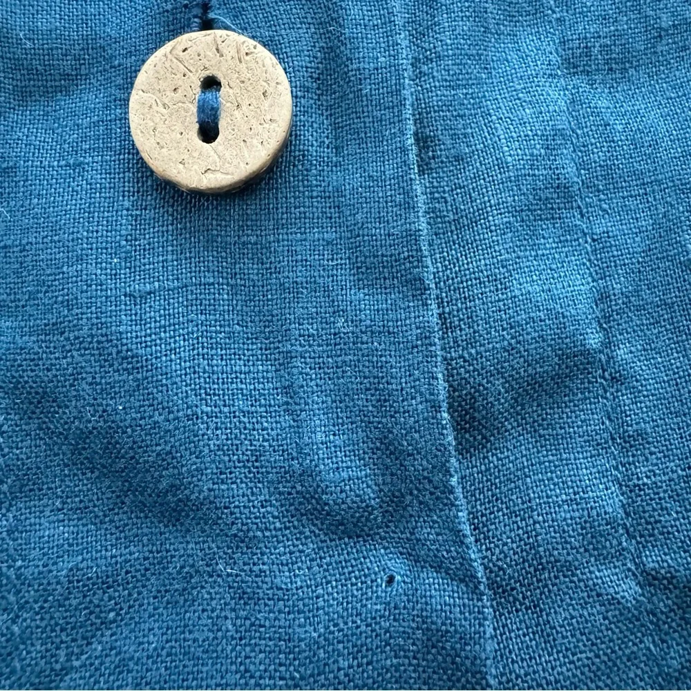 Soft Surroundings Island Breeze Shirt Deep Sea Blue Linen Button Down - Picture 7 of 10